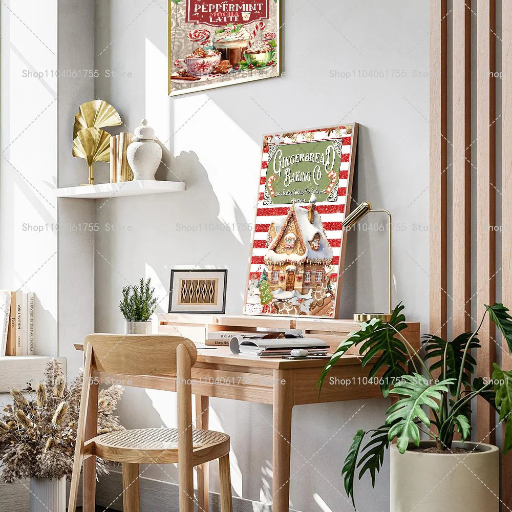 Christmas Hot Chocolate Gingerbread Wall Poster | Self-Adhesive Wall Art Poster Axl
