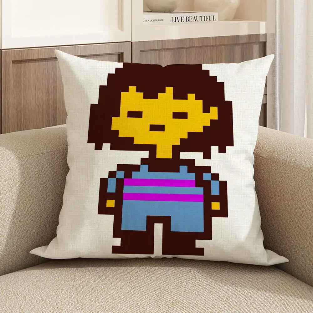 Undertale Linen Cushion Cover | Sofa, Bed & Chair Pillow Case Linen Cushion Cover Axl White4 45X45cm