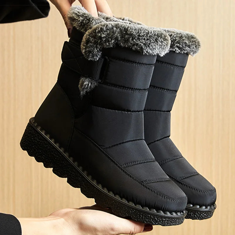 Women's Waterproof Fur-Lined Ankle Snow Boots | Low Wedge Women's Snow Boots Axl Black 36