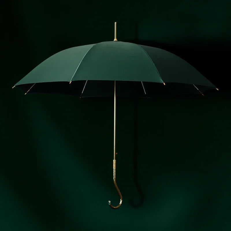 Luxury Gold Curved Handle Long Umbrella – Women's Gift Long Handle Umbrella Axl