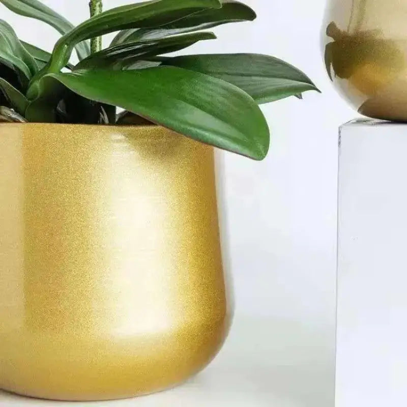 Modern Cast Brass Metal Flower Pot – Luxury Glazed Planter Metal Plant Pot Axl