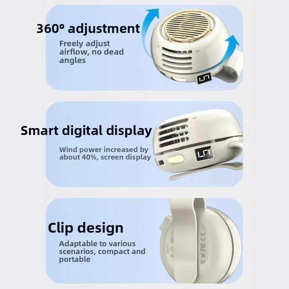 5-Speed Clip-On Waist Fan – USB Rechargeable Portable Mini Fan Portable Clip-On Fan Axl