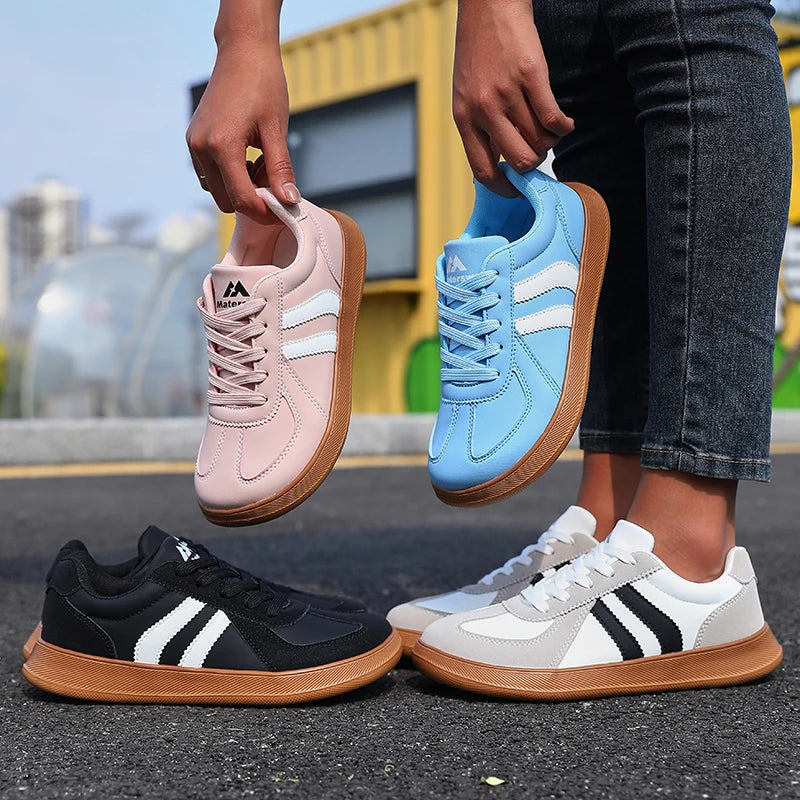 AZGB Women's Lightweight Striped Canvas Sneakers | Wide Fit Women's Walking Sneakers Axl