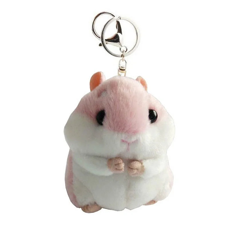 Kawaii Hamster Keychain – Fluffy Faux Fur Pompom Bag Charm Novelty Keychain Axl