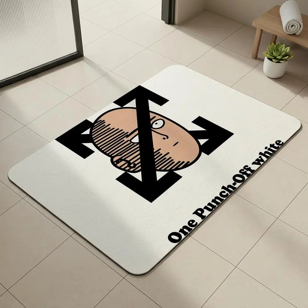 One Punch Man Diatomite Bath Mat – Quick Dry & Anti-Slip Diatomite Bath Mat Axl White4 40x60cm