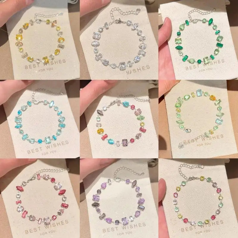 Colorful Crystal Zirconia Bracelet – Korean Style Women's Jewelry Fashion Bracelet Axl