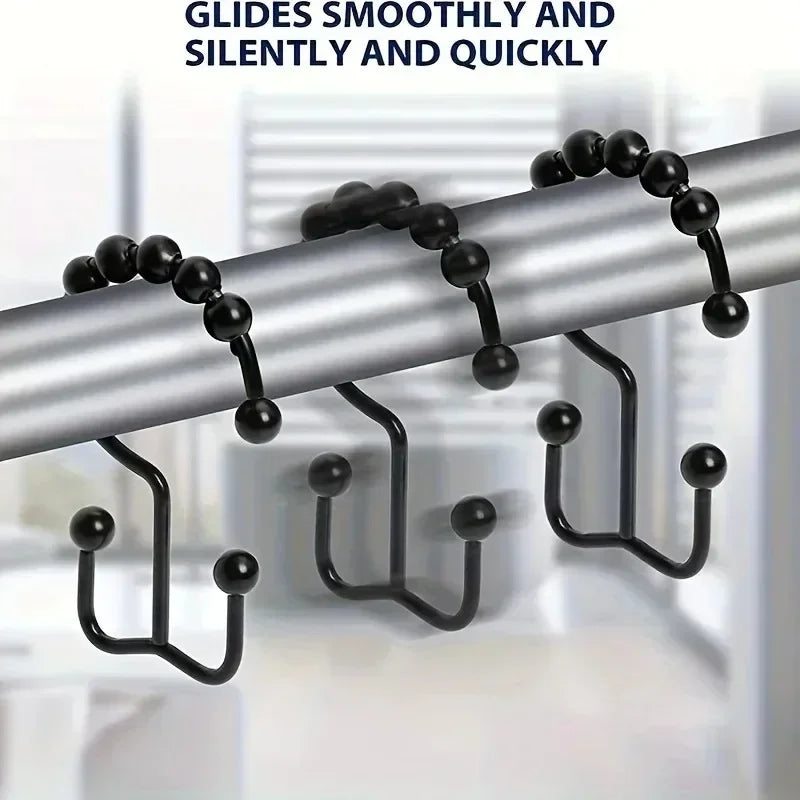 Rustproof Stainless Steel Double Shower Curtain Hooks – 5 Ball Ring Shower Curtain Hooks Axl