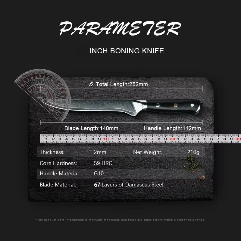 67-Layer Damascus Steel Boning Knife – Japanese Pro Kitchen Knife Damascus Kitchen Knife Axl