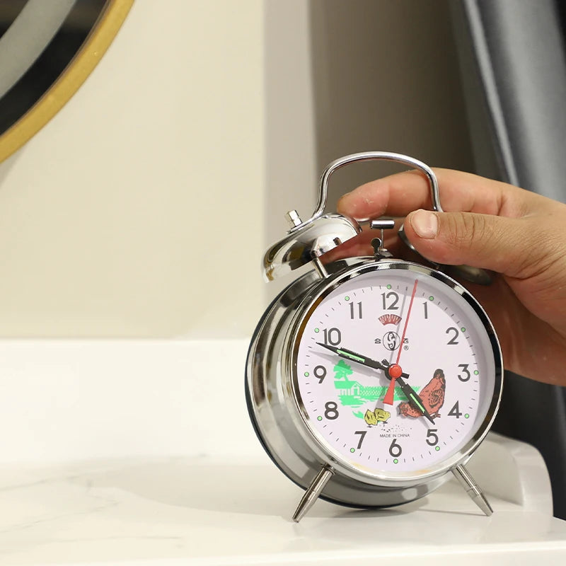 Vintage Mechanical Alarm Clock – Gold Retro Metal Desk Clock Mechanical Alarm Clock Axl