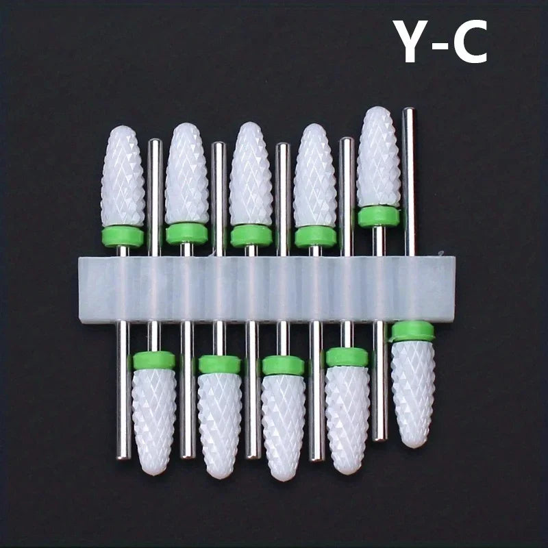 10-Pc Ceramic Nail Drill Bits Set – Manicure & Pedicure Kit Nail Drill Bits Axl