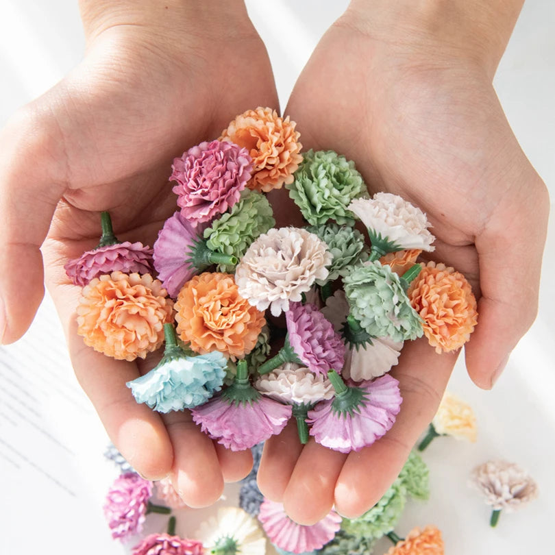 10 Mini Silk Carnation Artificial Flowers – Crafts & Home Decor Artificial Flowers Axl