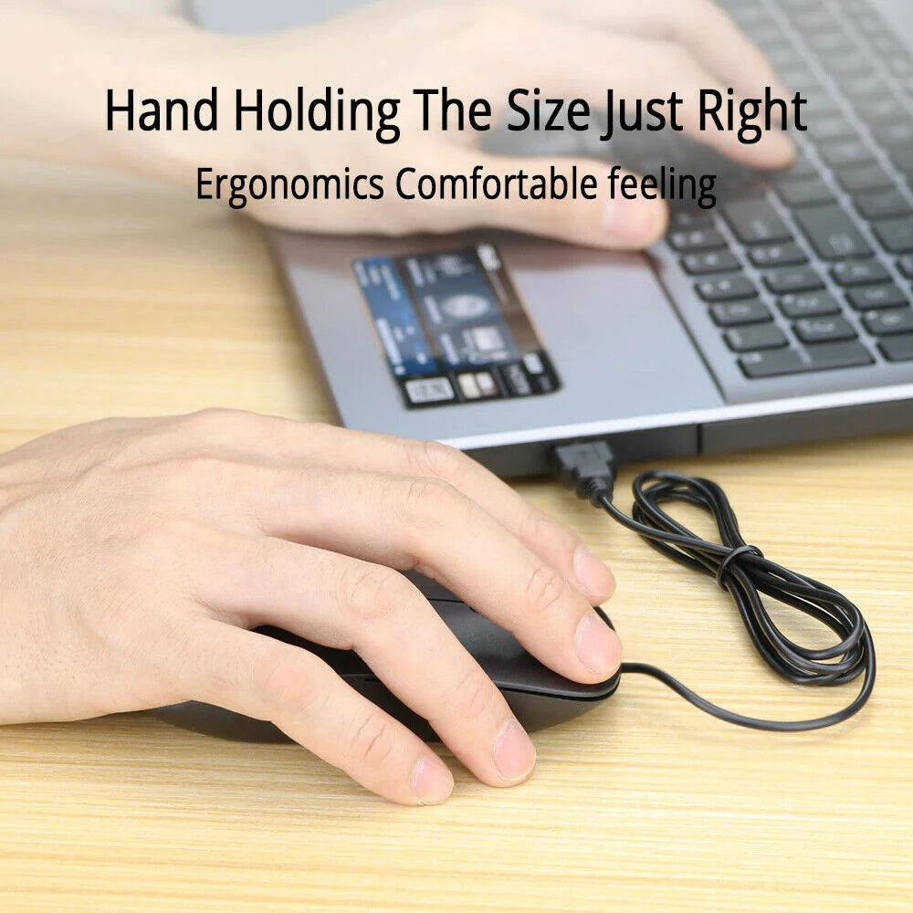 Wired USB Optical Mouse – Scroll Wheel, Ergonomic, PC & Laptop Wired USB Mouse Axl