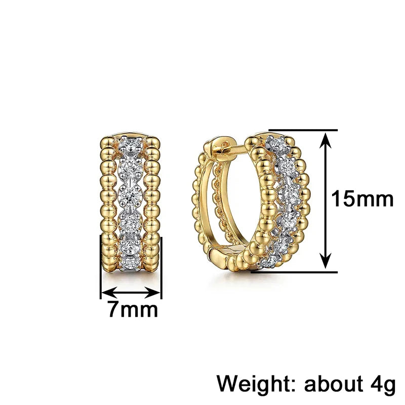 Huitan Two-Tone Hoop Earrings – Cubic Zirconia Women's Hoops Hoop Earrings Axl