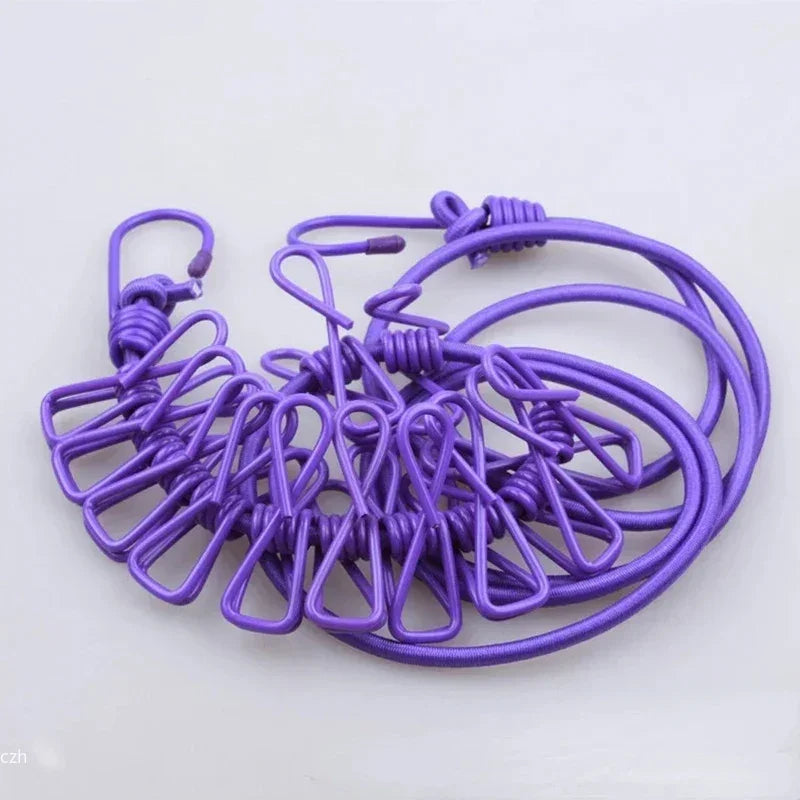 4M Stretch Camping Clothesline with 12 Clips | Travel Laundry Line Travel Clothesline Axl