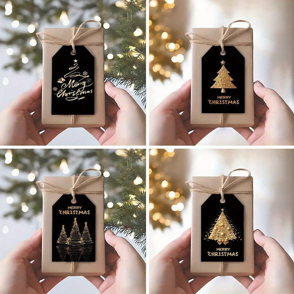 Christmas Gift Hang Tags 48/96 Pack – Black Gold Holiday Labels Holiday Gift Tags Axl
