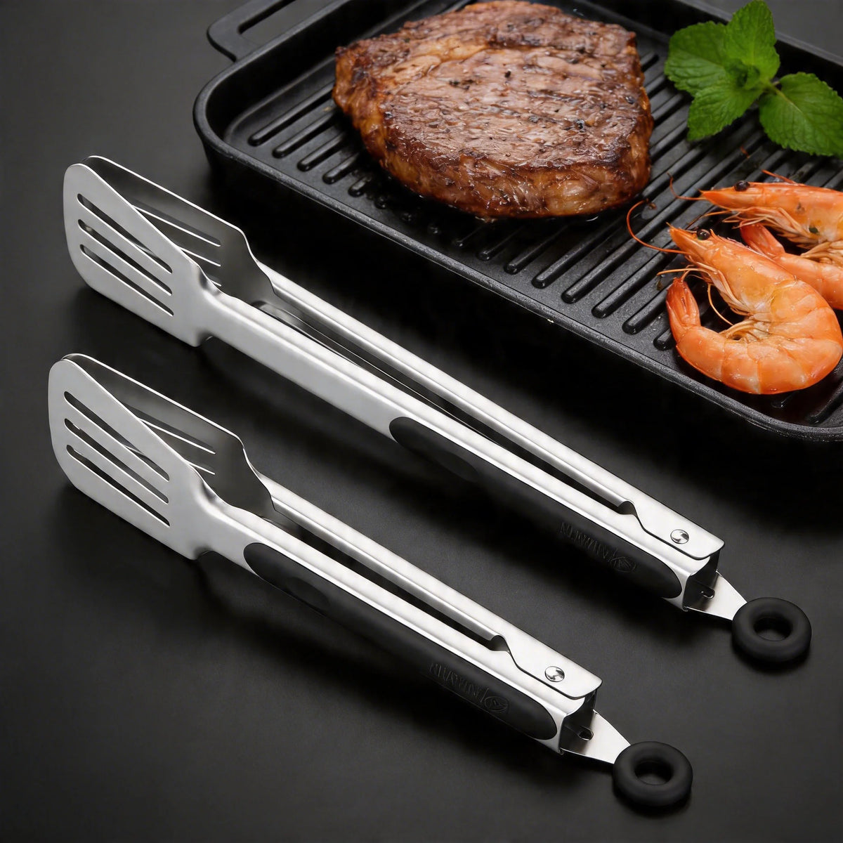 Stainless Steel BBQ Tongs – Non-Slip Long Handle Kitchen Tool BBQ Kitchen Tongs Axl