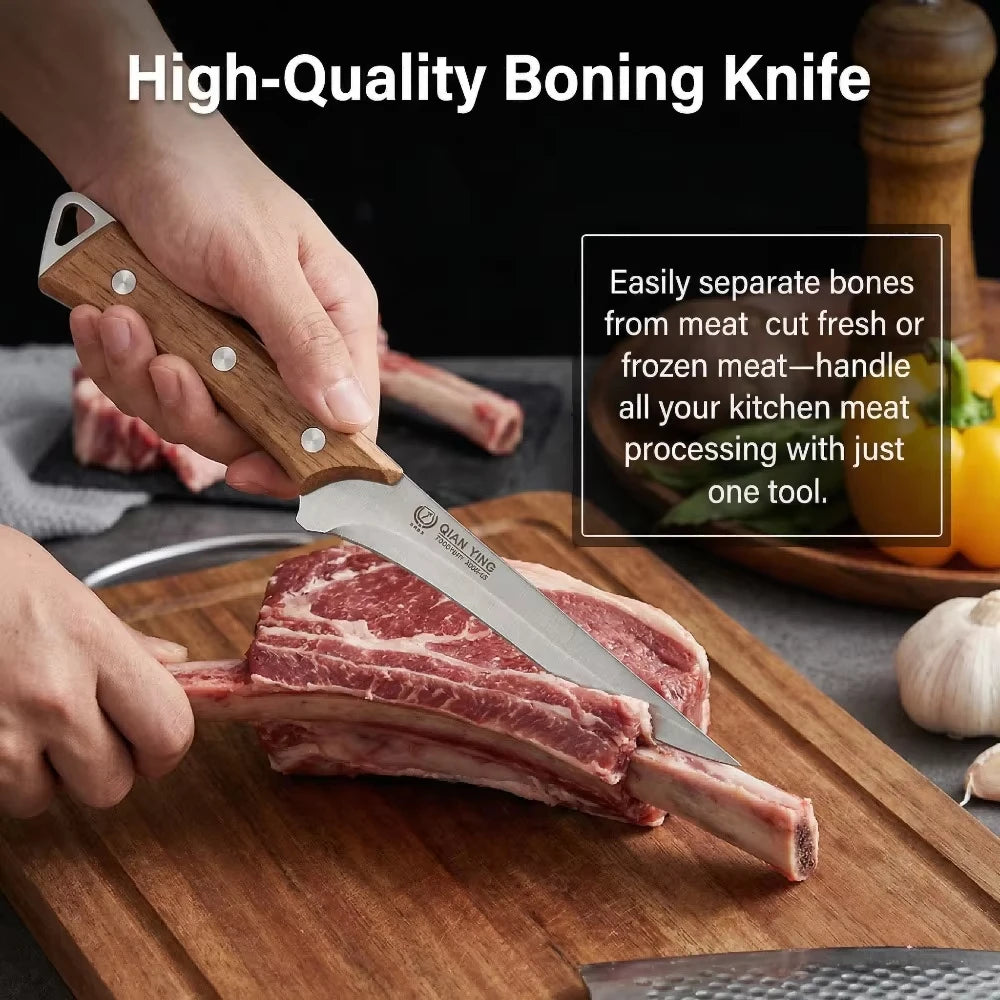 Stainless Steel Boning Knife – Sharp Butcher Knife & Wood Handle Boning Knife Axl