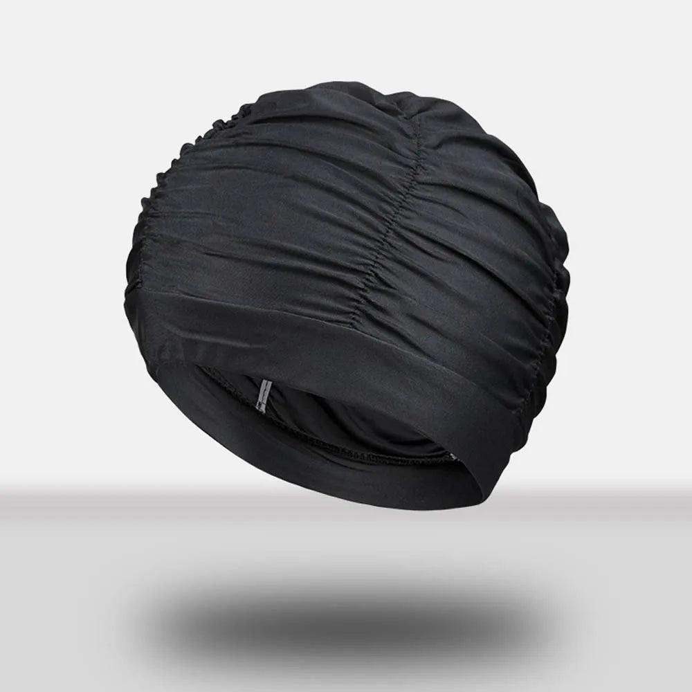 Waterproof Turban Swim Cap for Long Hair – Ear Protection Turban Swim Cap Axl black