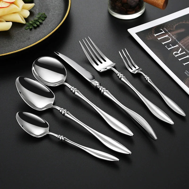 Mirror-Polished 304 Stainless Steel Flatware Set – Knife Fork Spoon Flatware Set Axl