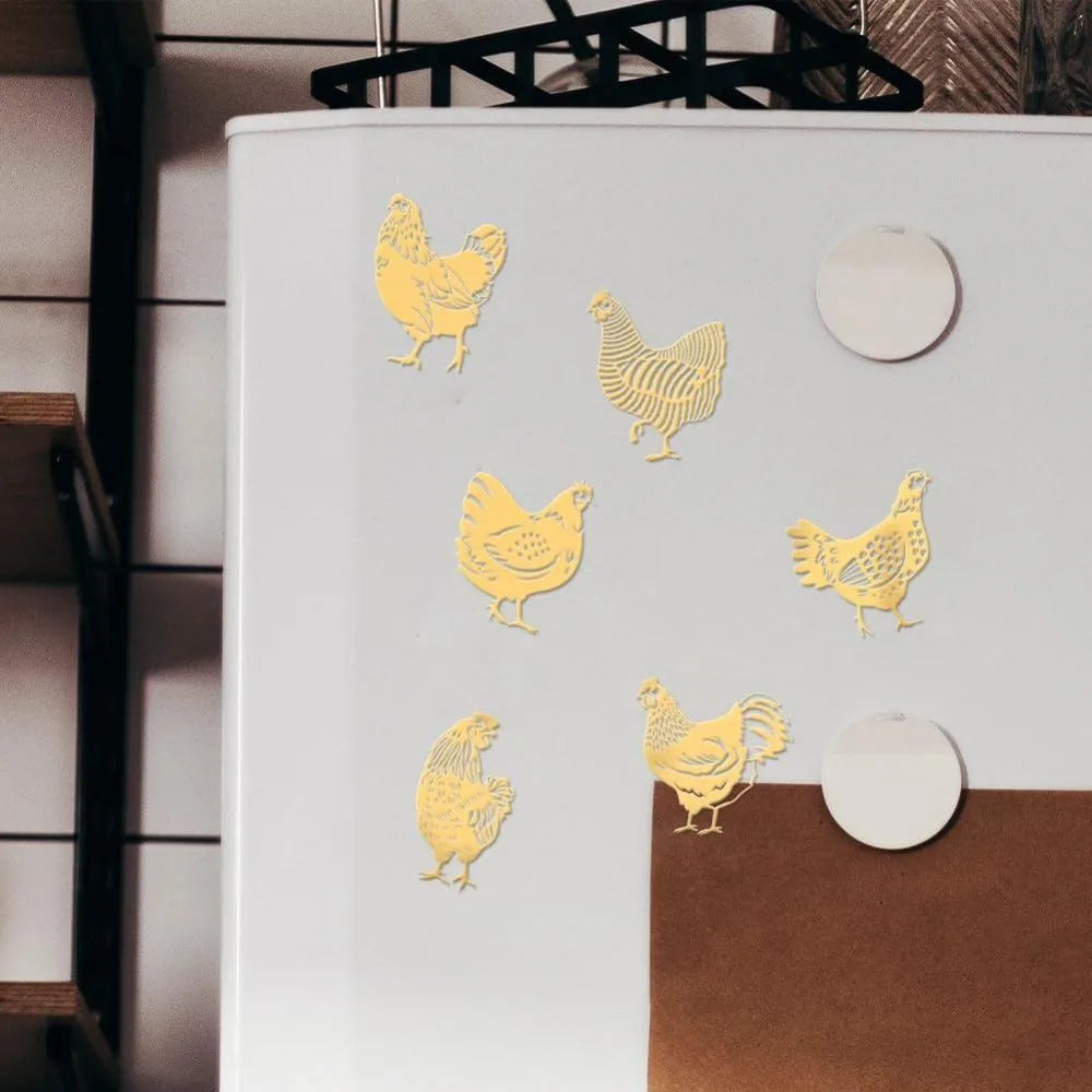 9-Pack Golden Metal Rooster Stickers – Epoxy DIY Craft Decor Craft Stickers Axl