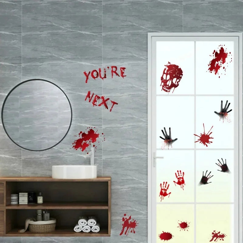 Halloween Blood Footprint Wall Stickers | Spooky Ghost Decor Halloween Wall Stickers Axl