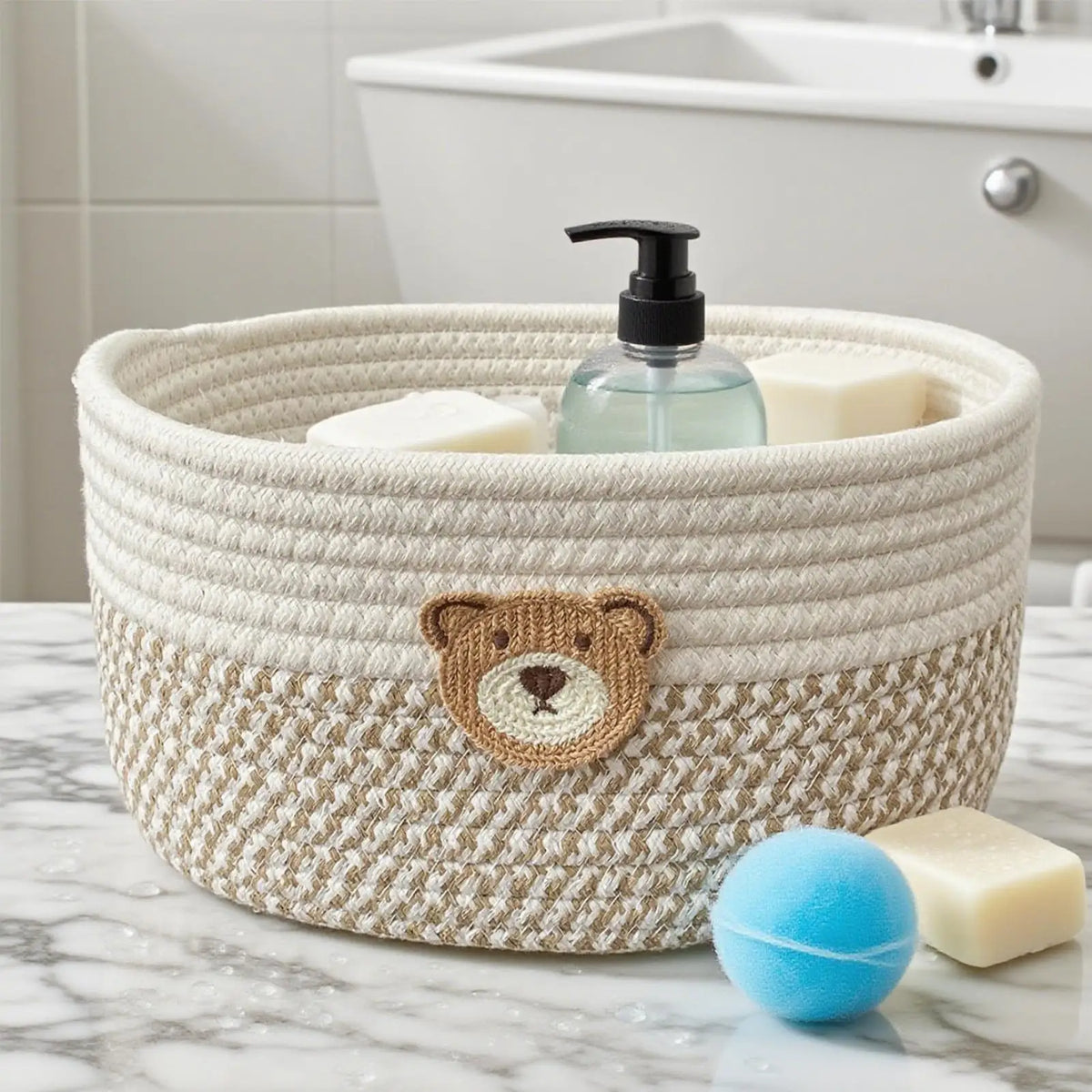 Small Woven Cotton Rope Storage Basket – Bedroom & Nursery Woven Storage Basket Axl