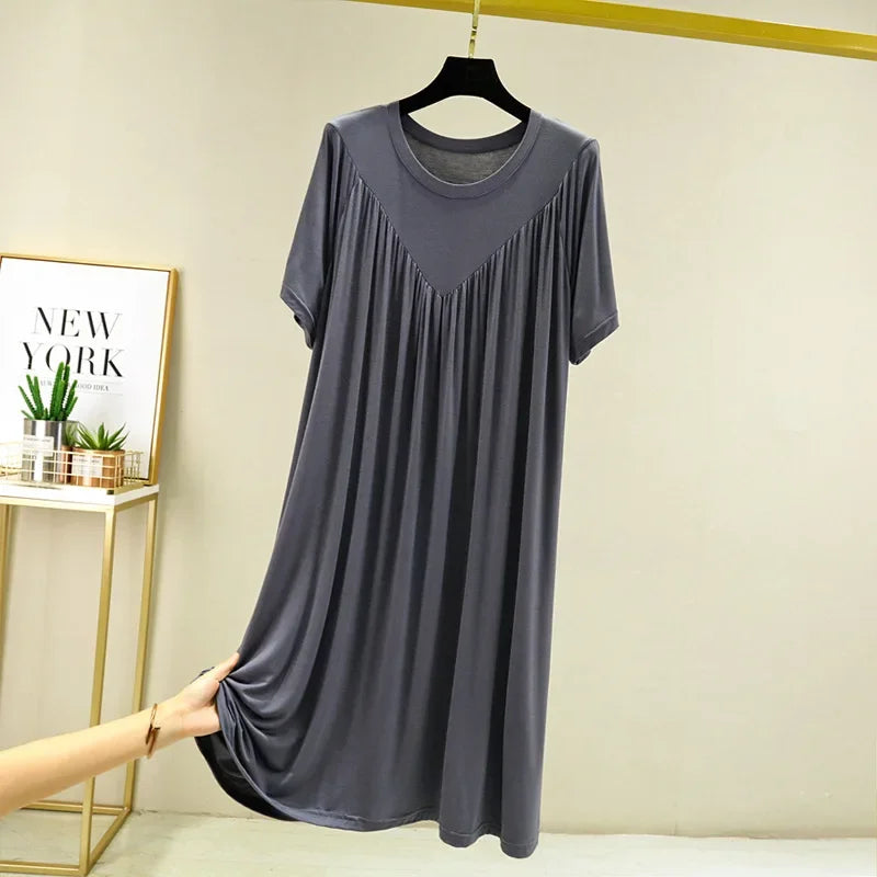 Women's Modal Nightgown – Loose Short-Sleeve Summer Night Dress Women's Nightgown Axl gray L