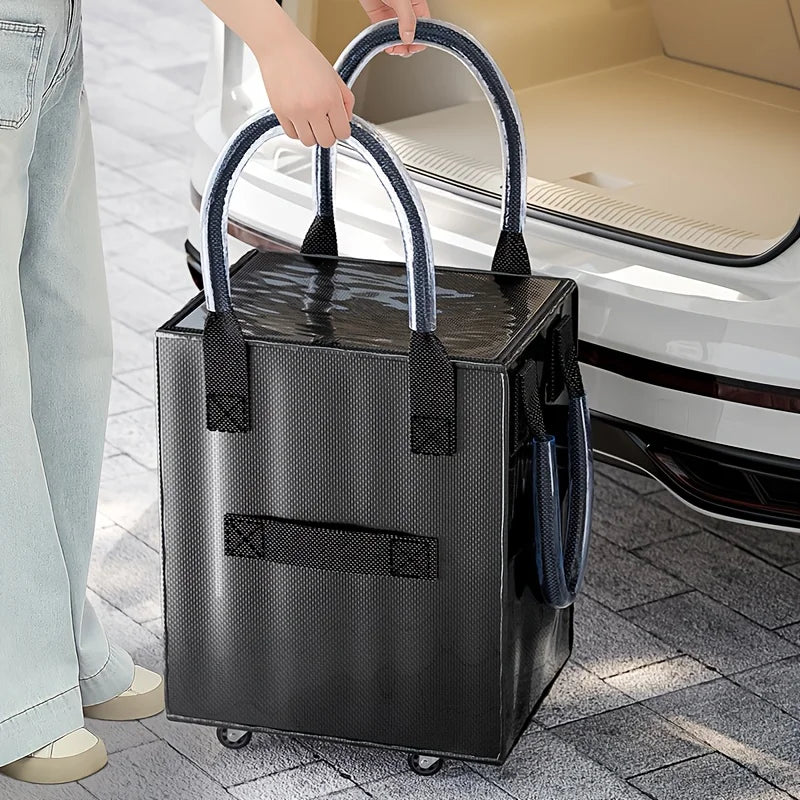 Rolling Grocery Shopping Tote – Large Canvas Wheel Bag Rolling Shopping Tote Axl