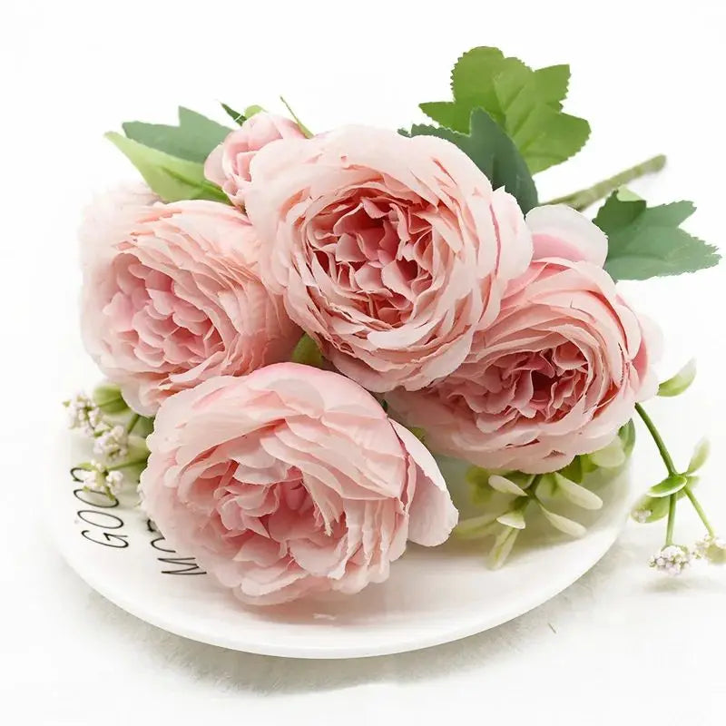 Silk Peony Rose Artificial Bouquet – Wedding & Home Décor Artificial Flower Bouquet Axl color2 1pc
