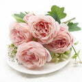 Silk Peony Rose Bouquet – Artificial Flowers for Home & Wedding Artificial Flower Bouquet Axl color2 1pc
