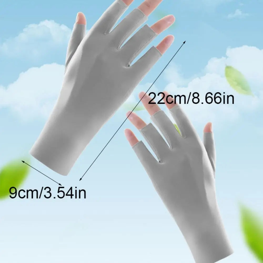 UV Ice Silk Fingerless Driving Gloves for Women | Sun Protection Fingerless Sun Gloves Axl