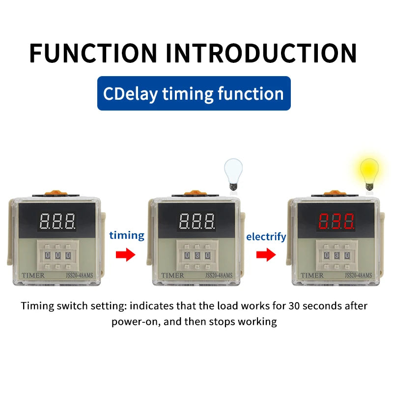 JSS20-48 Programmable Digital Time Relay DC24V AC220V LED Digital Time Relay Axl