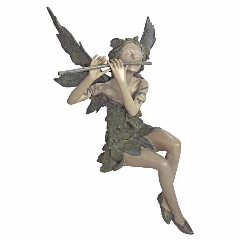 Flute Fairy Resin Garden Statue – Angel Sculpture Decor Garden Fairy Statue Axl