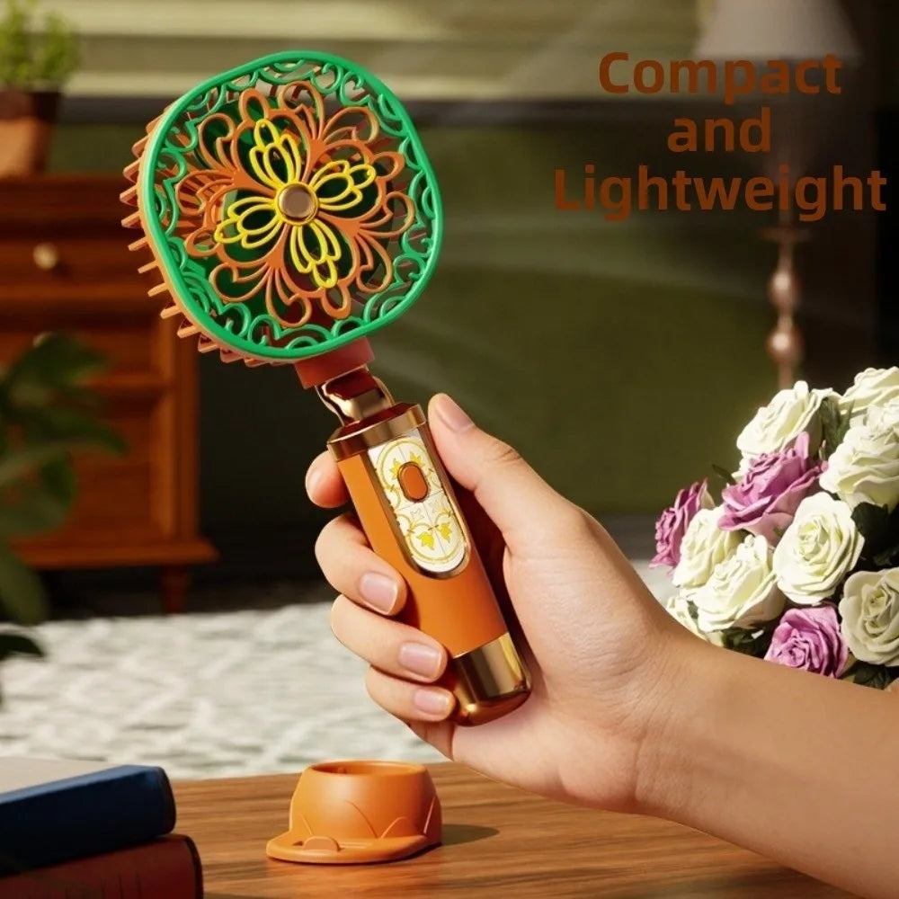 Retro Handheld Mini Fan – 3-Speed USB Rechargeable Portable Fan Handheld Portable Fan Axl