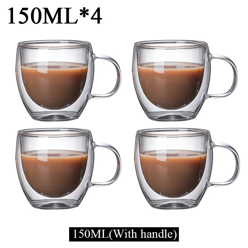 KEMORELA Double Wall Glass Cups – Coffee, Tea & Whiskey Set Double Wall Glass Cups Axl 4PCS 150ML 150-350ml
