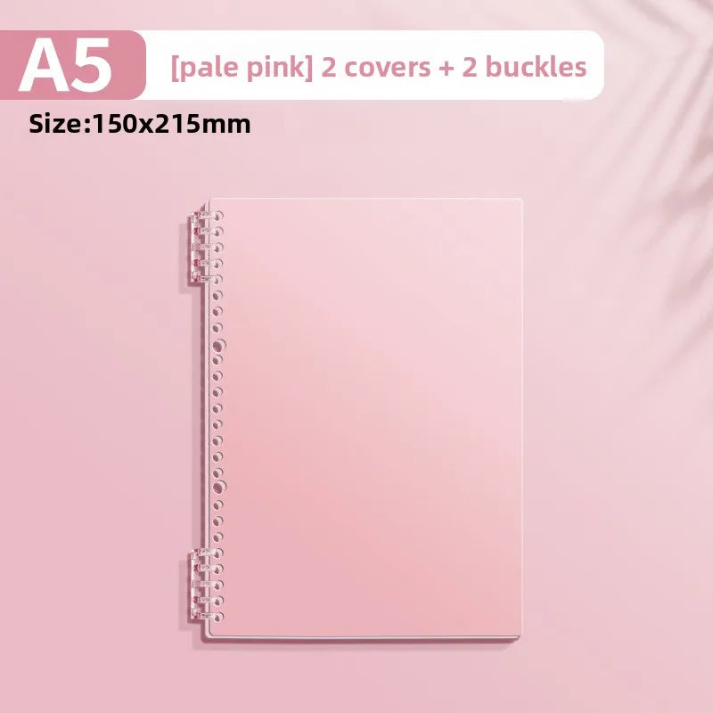 Transparent PP Loose-Leaf Binder Cover A4 A5 B5 – DIY Notebook Binder Cover Axl pink-A5-1pcs