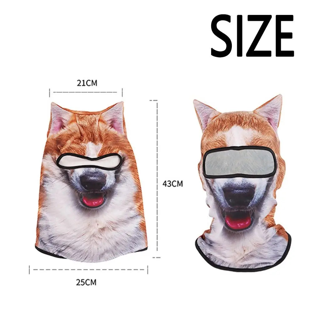 3D Animal Face Neck Gaiter – Dog & Cat UV Sun Protector Neck Gaiter Axl