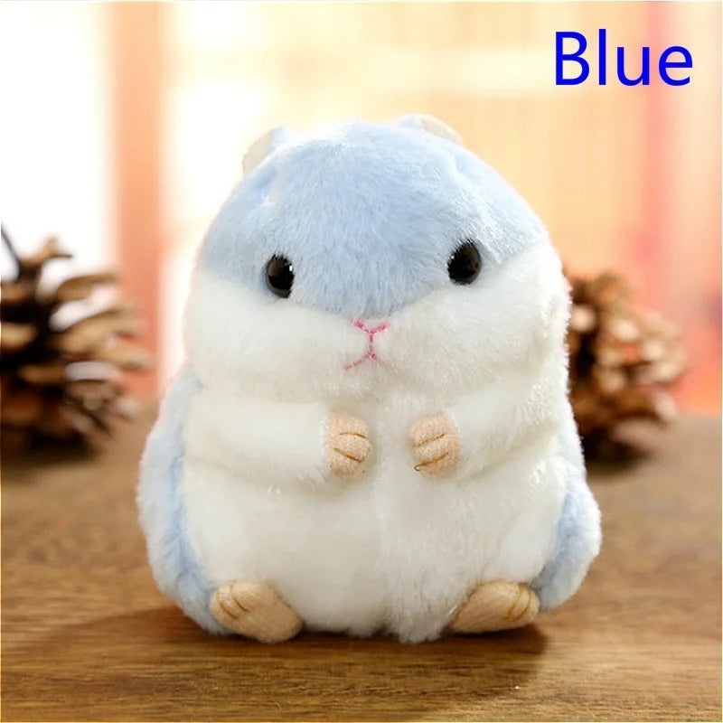 Kawaii Hamster Keychain – Fluffy Faux Fur Pompom Bag Charm Novelty Keychain Axl Blue