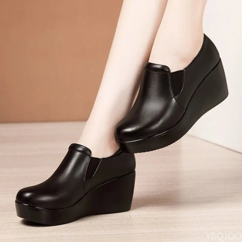 Women's Wedge Platform Loafers – Slip-On Casual Shoes Wedge Loafers Axl