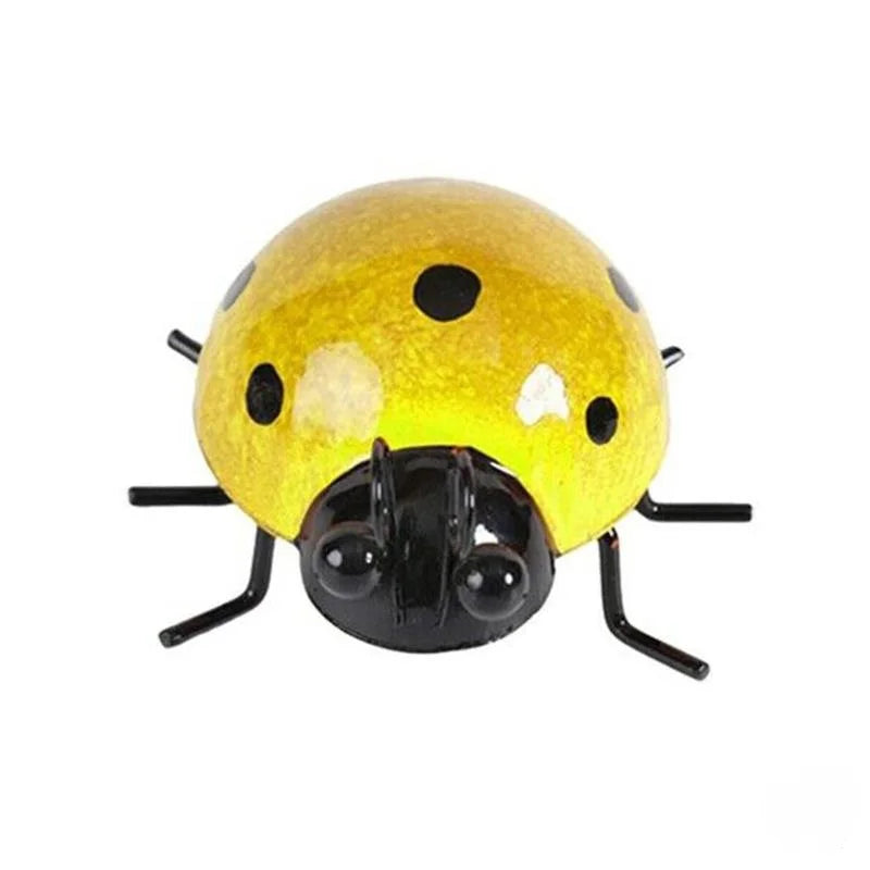 Mini Metal Ladybug Fence Hanger – Outdoor Garden Ornament Garden Wall Ornament Axl Yellow