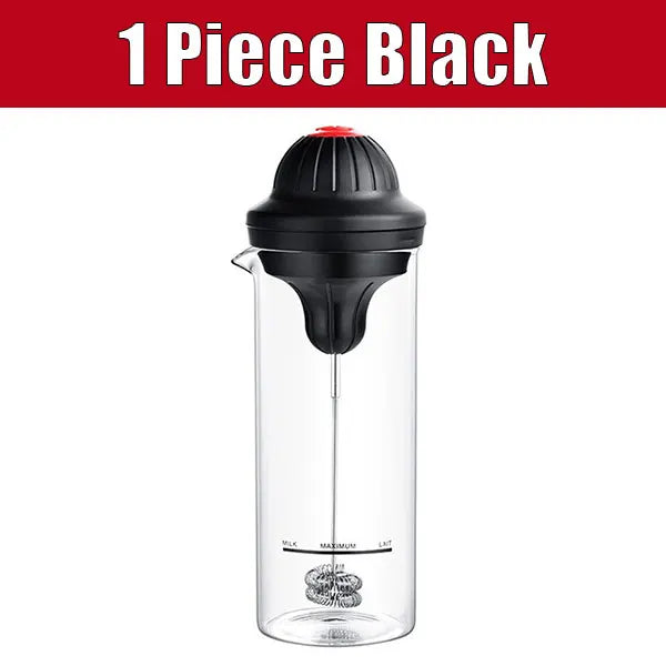 Handheld Electric Milk Frother & 500ml Glass Pitcher Set Milk Frother Set Axl 1 Piece Black