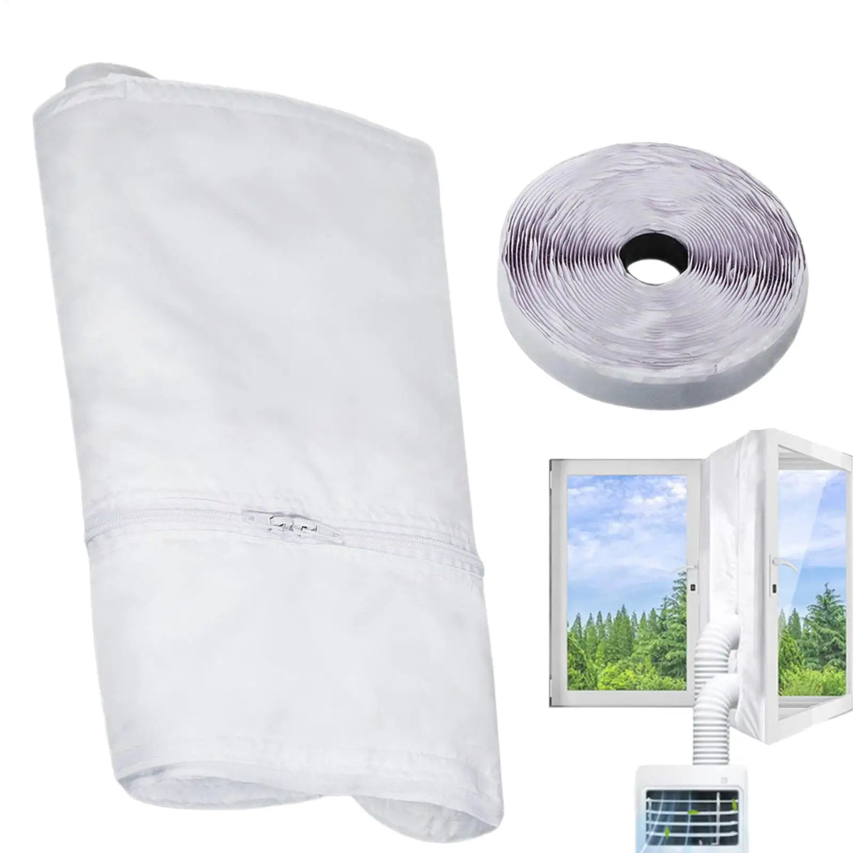 Portable AC Window Seal Kit 3M/4M – Flexible Cloth & Zipper AC Window Seal Axl