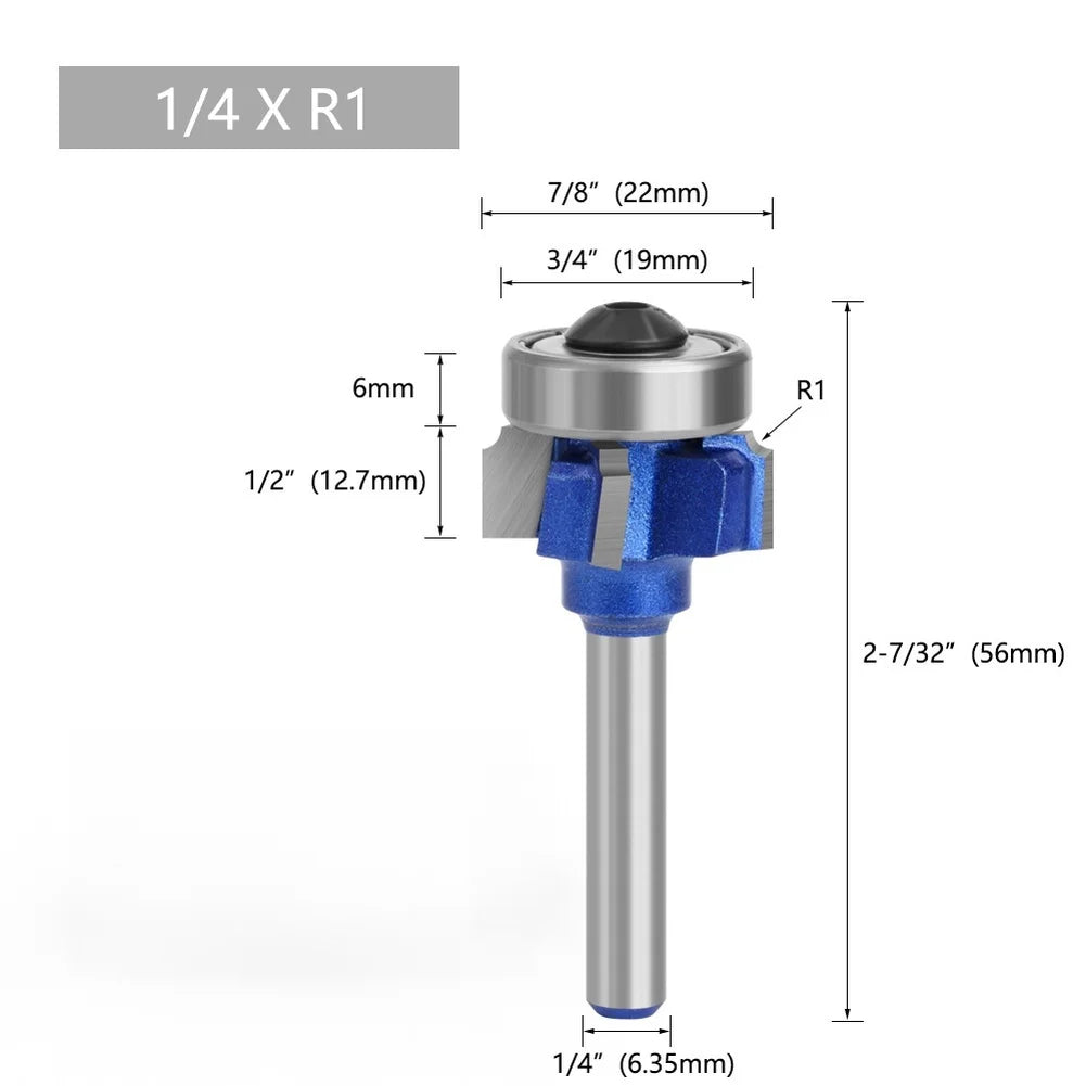 8mm 4-Flute Router Bit with Bearing | R1 R2 R3 Wood Edge Trim Router Bit Set Axl 1pc R1 China Mainland