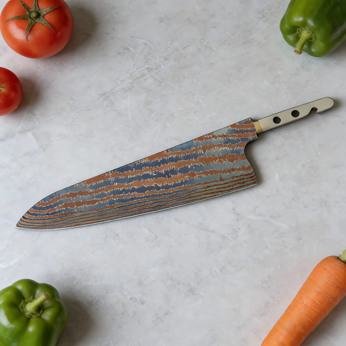 Hand Forged Damascus Timascus Chef Knife Blank Blade – DIY Knife Blank Blade Axl