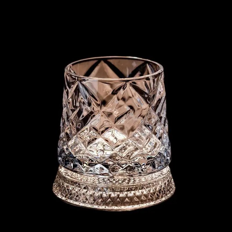360° Rotating Whiskey Glass – Tumbler Spin Crystal Cocktail Cup Rotating Whiskey Glass Axl