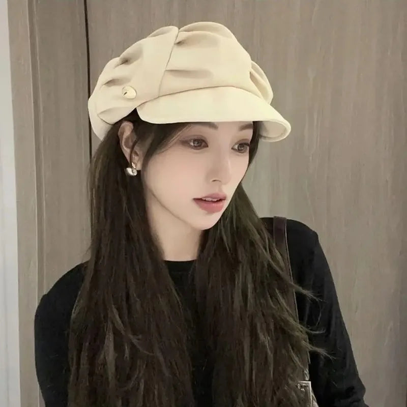 Layered Octagonal Newsboy Hat – Breathable Pleated Beret Unisex Newsboy Beret Hat Axl