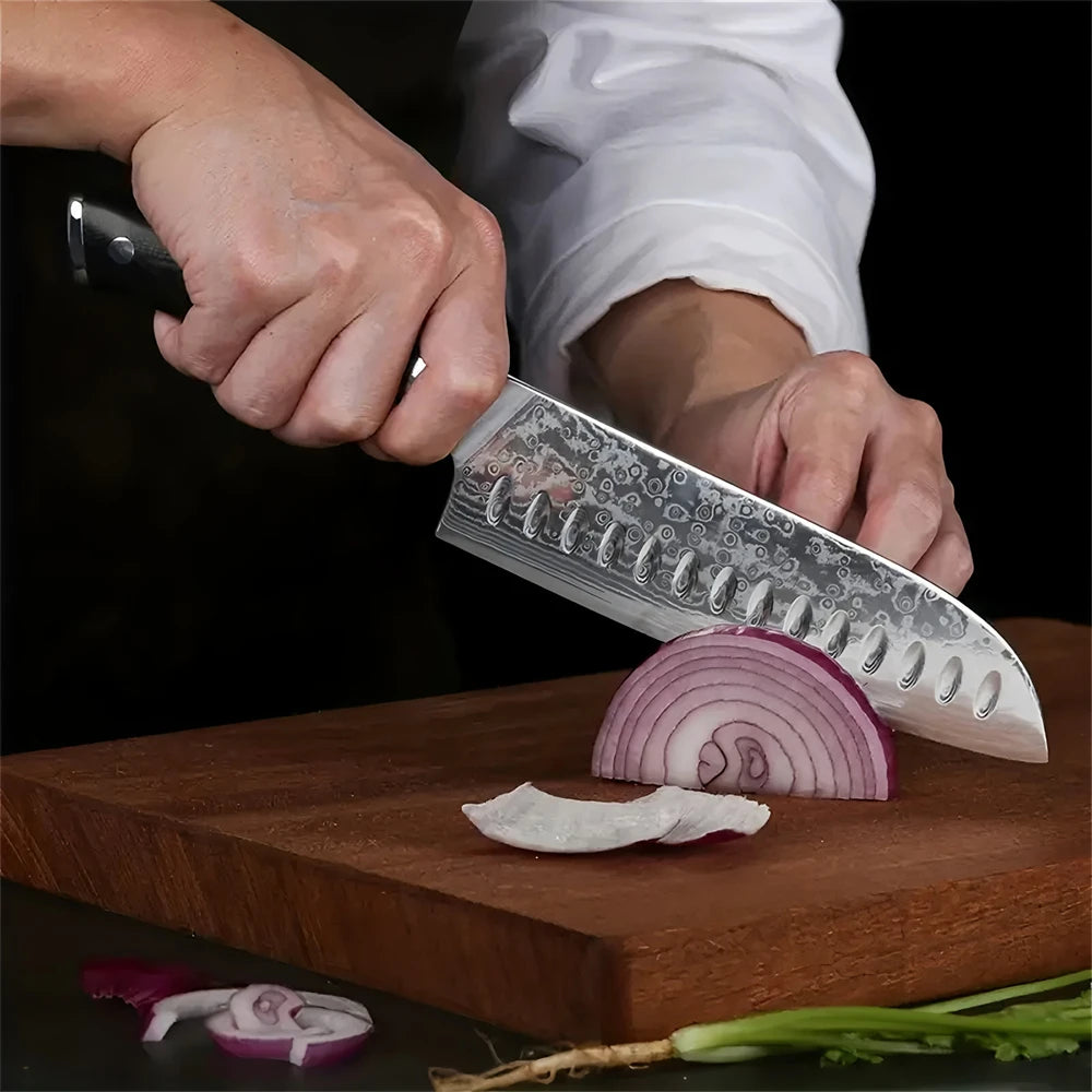 Santoku Kitchen Knife – Sharp Steel Chef & Utility Blade Kitchen Knife Axl