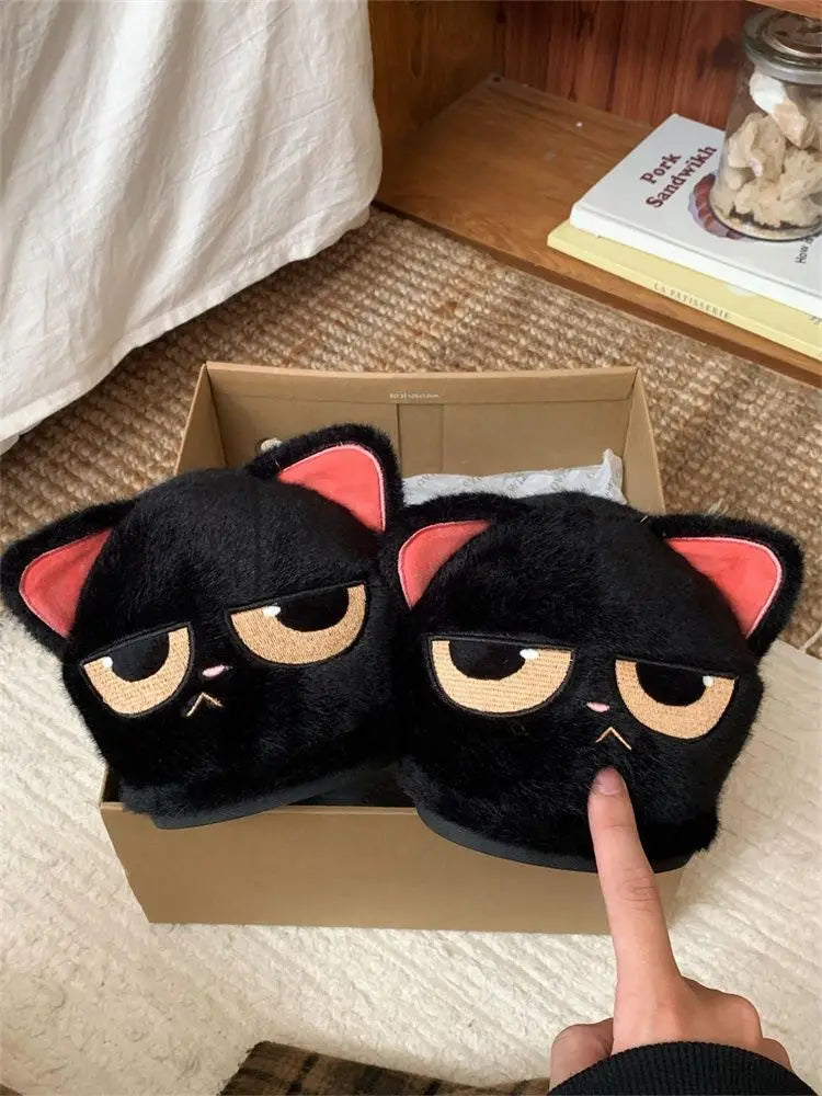 Lorilury Women's Fluffy Cat Slippers – Plush Faux Fur Mules Novelty Plush Slippers Axl