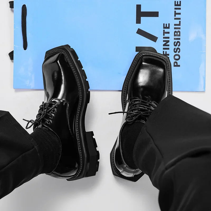 Men's British Square Toe Leather Dress Loafers | Formal Shoes Men's Dress Loafers Axl