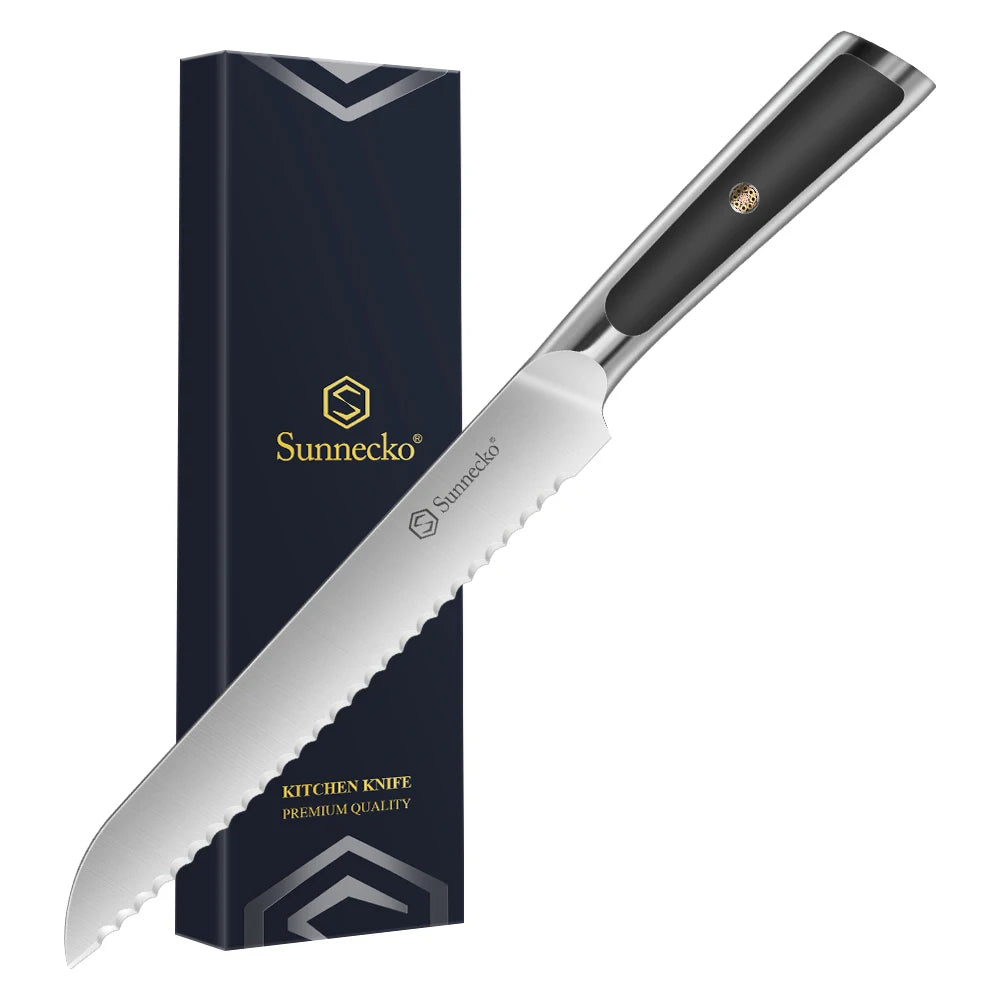 Sunnecko Japanese Chef's Knife – High-Carbon Steel, ABS Handle Kitchen Knife Set Axl 8 Inch Bread Knife China Mainland